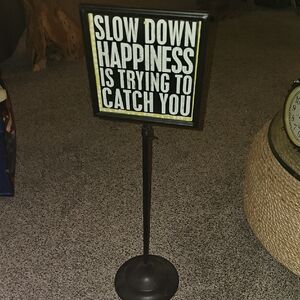 Adjustable Height Industrial Black Metal Frame Sign with Inspirational Quote